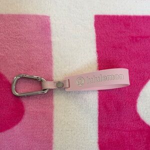 lululemon athletica Pink Silicone Logo Keychain with Silver Carabiner